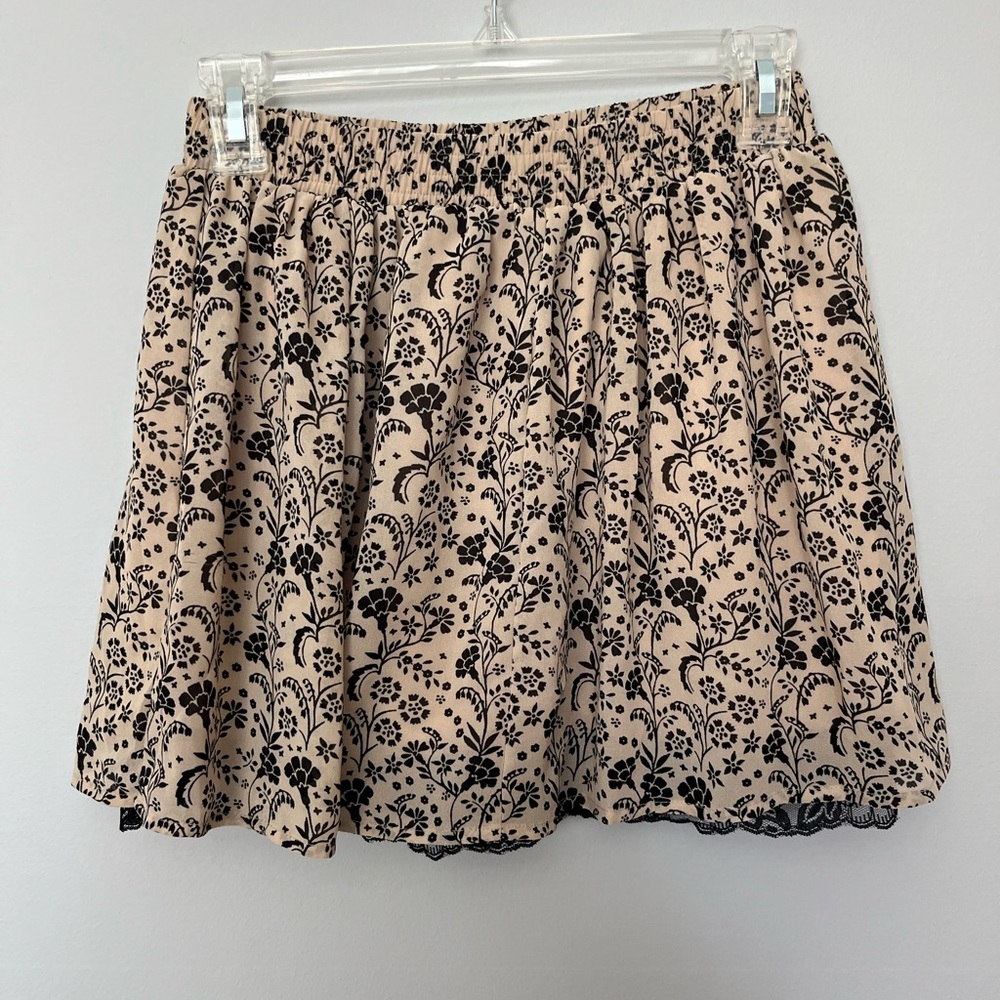 Floral Black and Tan Skirt